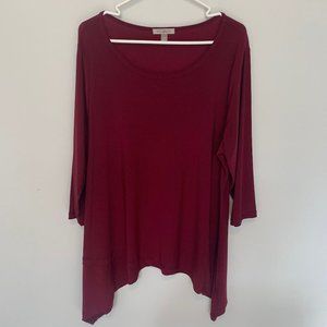 ROZ & ALI MAROON TUNIC SIZE  WOMENS 2X
